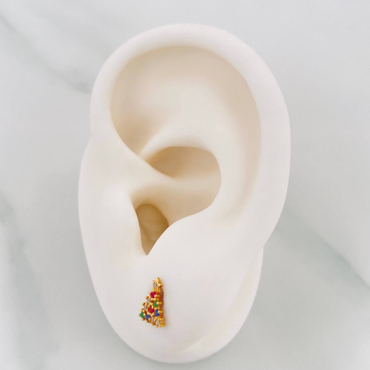 Christmas Tree Stud Earrings 0.8g / in / 3.41mm Yellow Gold 18K