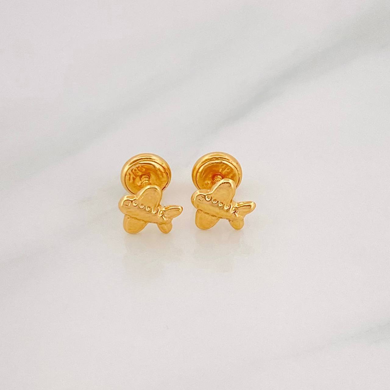 Stud Earrings Airplane 0.65g / in / 7.15mm Yellow Gold 18K