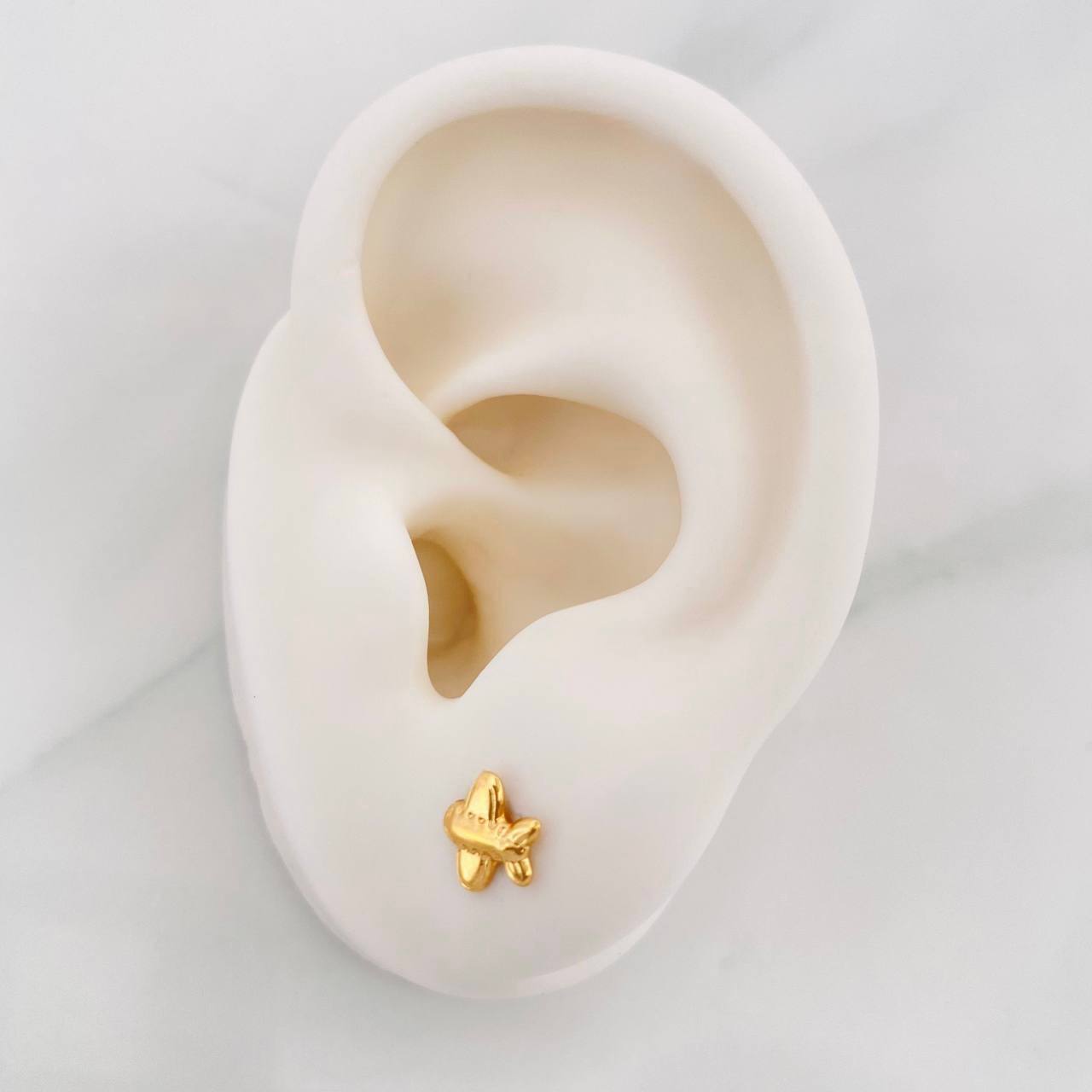 Stud Earrings Airplane 0.65g / in / 7.15mm Yellow Gold 18K