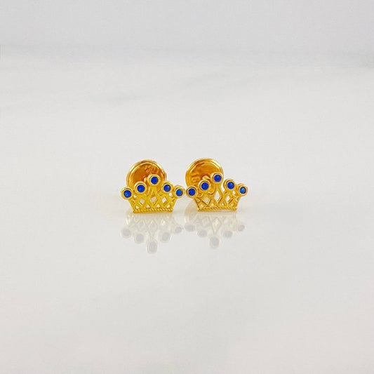 Stud Earrings Crown 0.8g / in / 8.66mm Yellow Gold 18K