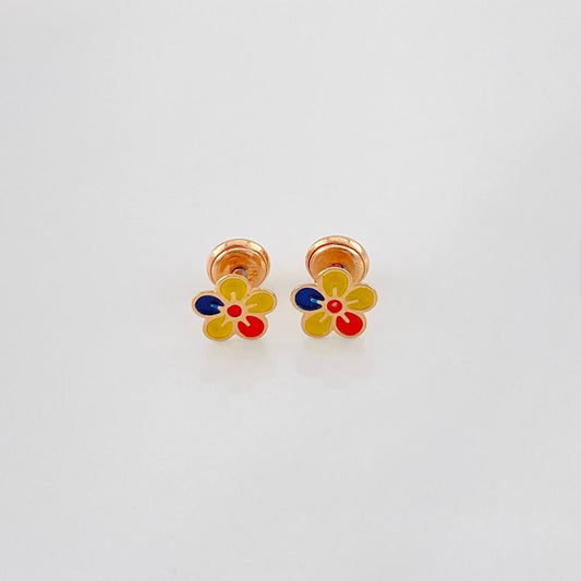 Topos Flor Tricolor 0.65g / in / 7.15mm Oro Rosa 18K