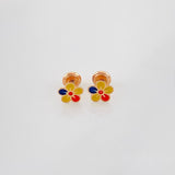 Tricolor Flower Stud Earrings 0.65g / in / 7.15mm Rose Gold 18K