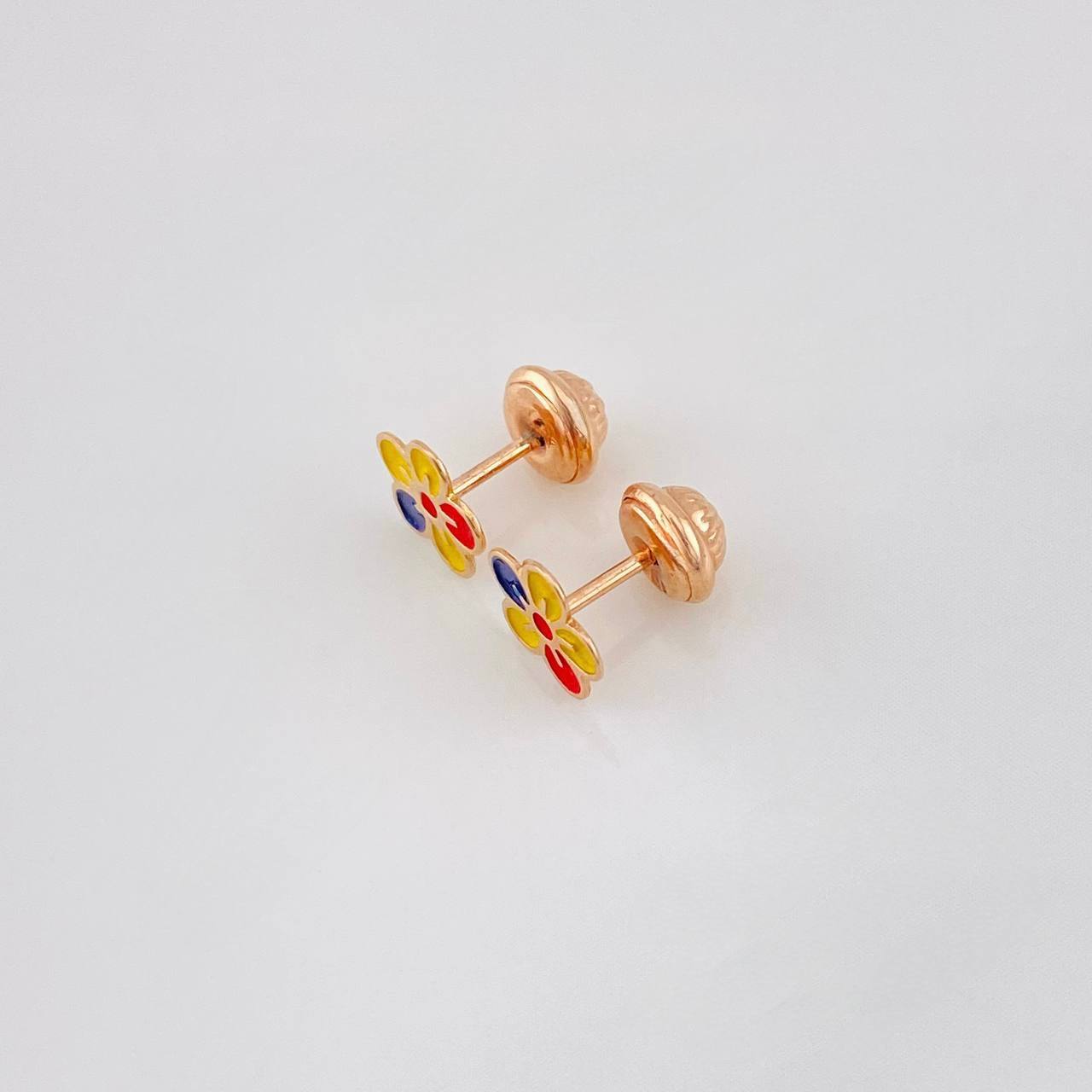 Tricolor Flower Stud Earrings 0.65g / in / 7.15mm Rose Gold 18K