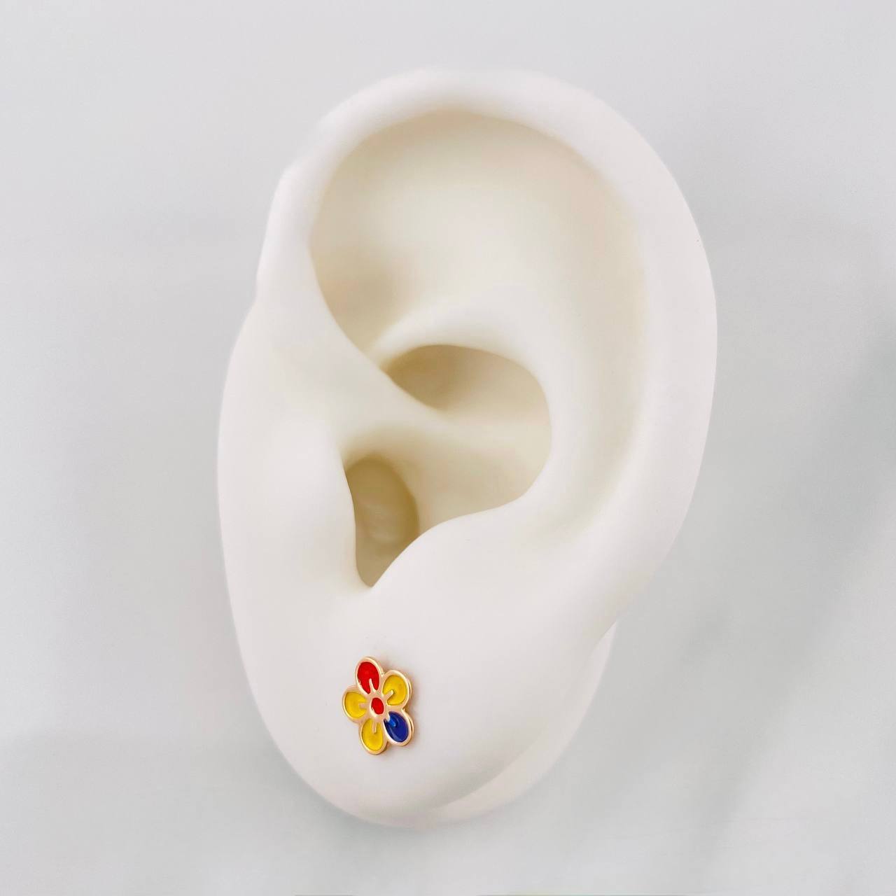 Tricolor Flower Stud Earrings 0.65g / in / 7.15mm Rose Gold 18K