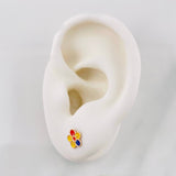 Tricolor Flower Stud Earrings 0.65g / in / 7.15mm Rose Gold 18K