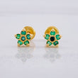 Topos Flor Cinco Petalos Esmeraldas 17pts 1.3g / in / 6.6mm Oro Amarillo 18K