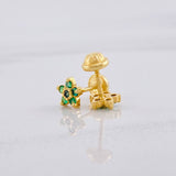 Topos Flor Cinco Petalos Esmeraldas 17pts 1.3g / in / 6.6mm Oro Amarillo 18K