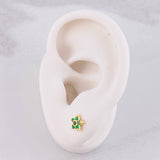 Topos Flor Cinco Petalos Esmeraldas 17pts 1.3g / in / 6.6mm Oro Amarillo 18K