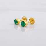 Topos Cuatro Garras Esmeraldas 48pts 1.45g / in / 4.7mm Oro Amarillo 18K