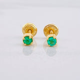 Topos Cuatro Garras Esmeraldas 3qts 1.15g / in / 4.2mm Oro Amarillo 18K