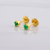 Topos Cuatro Garras Esmeraldas 3qts 1.15g / in / 4.2mm Oro Amarillo 18K