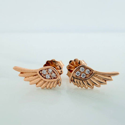 Stud Earrings Wings 1.1gr / 5.15mm Rose Gold 18K %