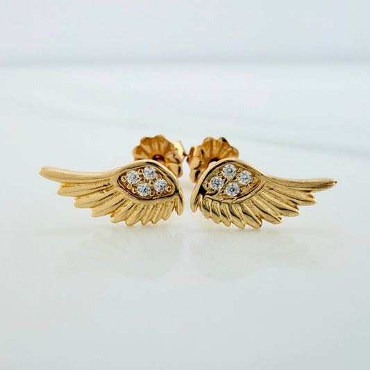 Stud Earrings Wings 1.1gr / 5.15mm Yellow Gold 18K %