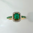 Rectangle Emeralds Ring 66 pts Diamonds 0.09 pts 3.25gr / T5 3/4 / Two Yellow White Golds 18K %