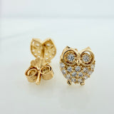 Stud Earrings Owl 1.45gr / 7.6mm Yellow Gold 18K %