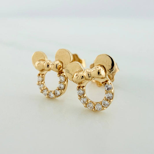 Stud Earrings Mouse Silhouette 1.25gr / 7.55mm Yellow Gold 18K %