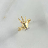 Ring Hand 2.8gr / Size 5 3/4 / White Fuchsia Zircons Two Yellow White Golds ©