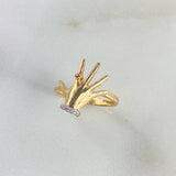 Ring Hand 2.8gr / Size 5 3/4 / White Fuchsia Zircons Two Yellow White Golds ©