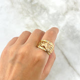 Eagle Ring 10.85gr-T10 White Zircons Two-tone Rose and Yellow Gold
