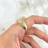 Anillo Novillo 10.85gr / T8 3/4 Circon Verde Dos Oros Amarillo Blanco ©