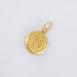 Pendant Letter N Textured Circle 0.4gr / 1/2 in / 18K Yellow Gold