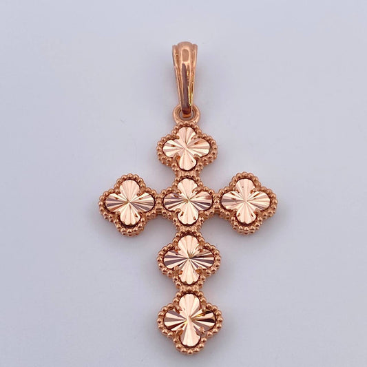 Dije Cruz Trebol 4.55gr / 1 1/2 in / Oro Rosa Nac.Esp. 18K %