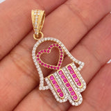 Dije Mano Hamsa 4.3gr / 1 1/2 in / Dos Oros Amarillo Blanco 18K %