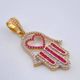 Dije Mano Hamsa 4.3gr / 1 1/2 in / Dos Oros Amarillo Blanco 18K %