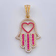 Dije Mano Hamsa 4.3gr / 1 1/2 in / Dos Oros Amarillo Blanco 18K %