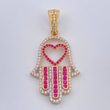 Dije Mano Hamsa 4.3gr / 1 1/2 in / Dos Oros Amarillo Blanco 18K %