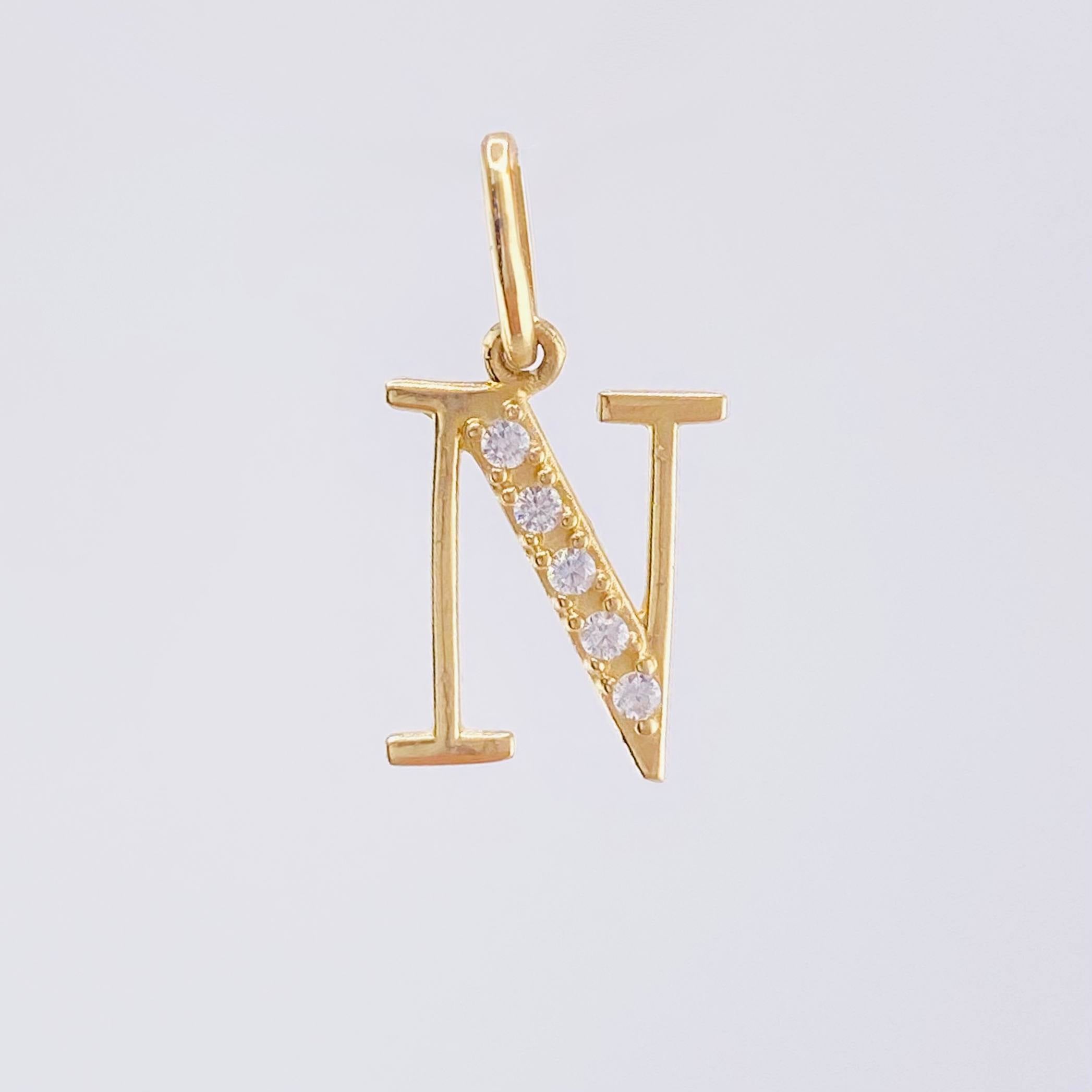 Letter N Pendant 0.8gr / 3/4 in / Yellow Gold 18K *
