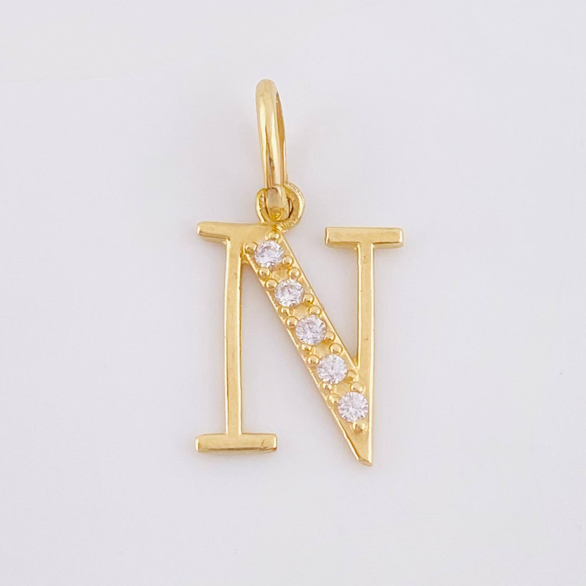 Letter N Pendant 0.8gr / 3/4 in / Yellow Gold 18K *