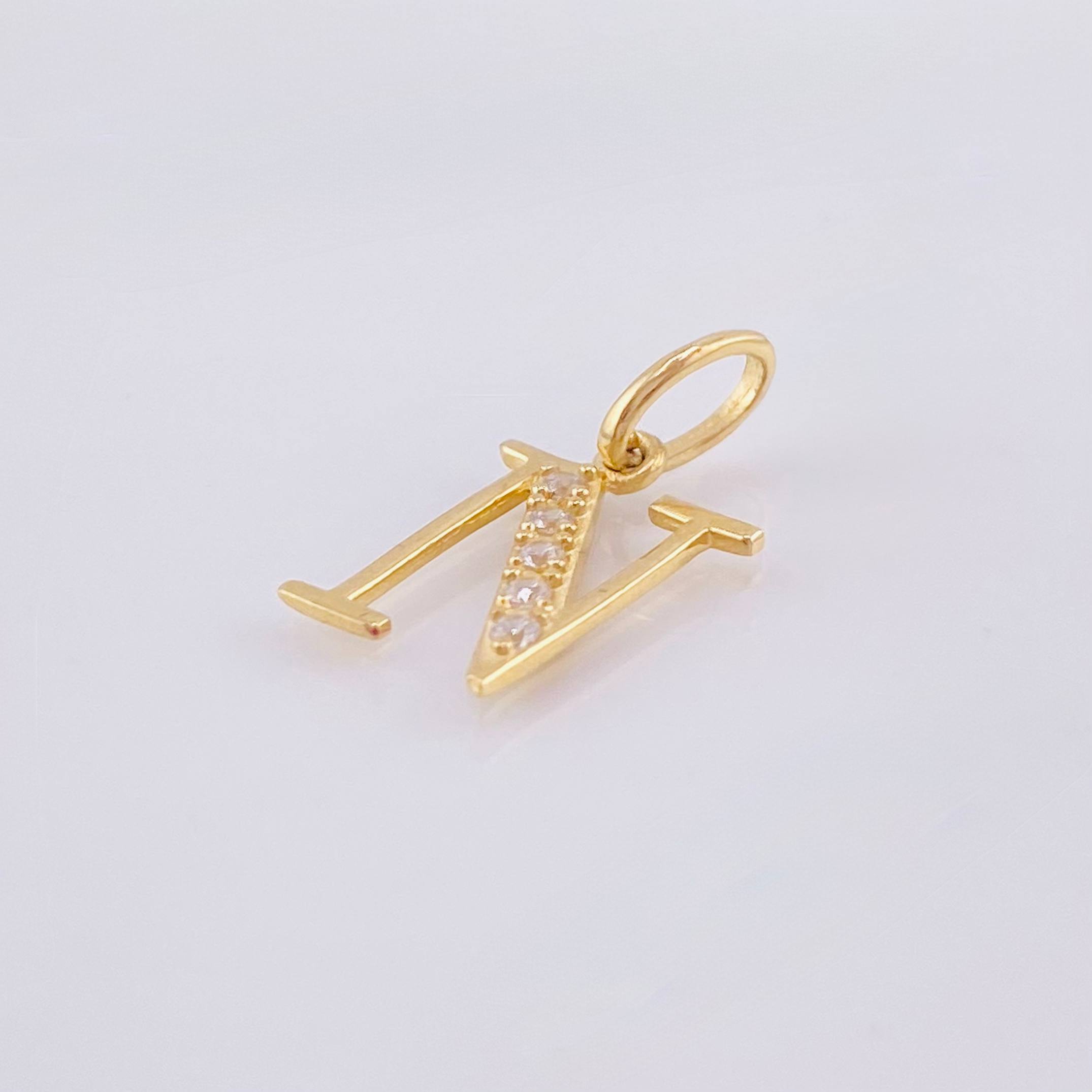 Letter N Pendant 0.8gr / 3/4 in / Yellow Gold 18K *