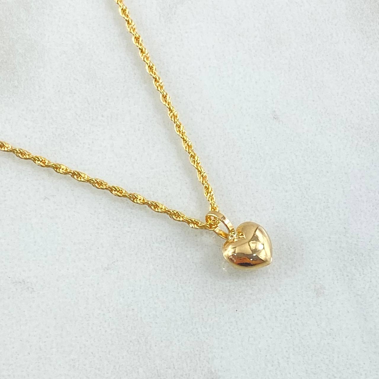 Set Cadena y Dije Lazo + Corazón Troquelado 1.4gr / Oro 18K