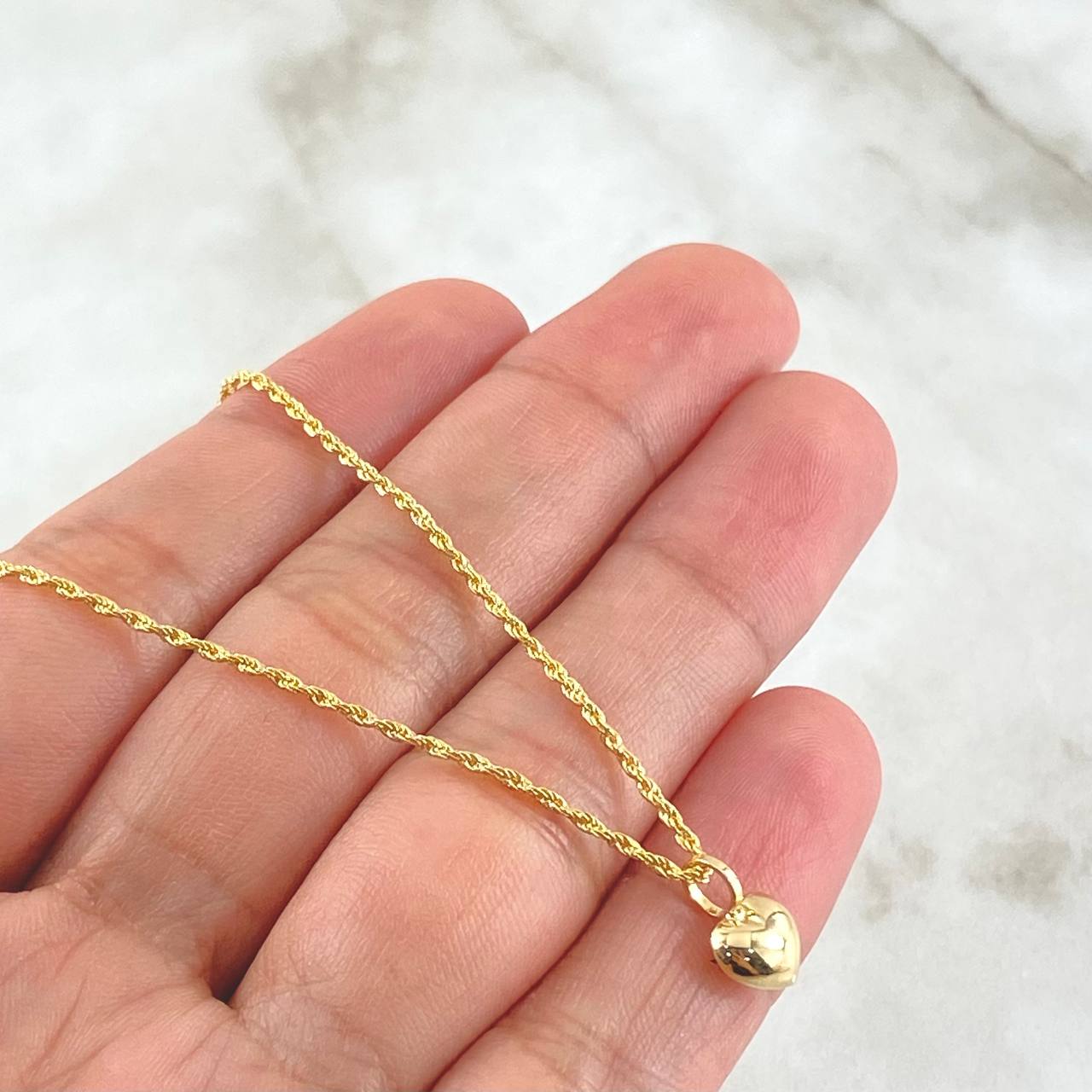 Chain Set and Pendant Bow + Pierced Heart 1.4gr / 18K Gold -