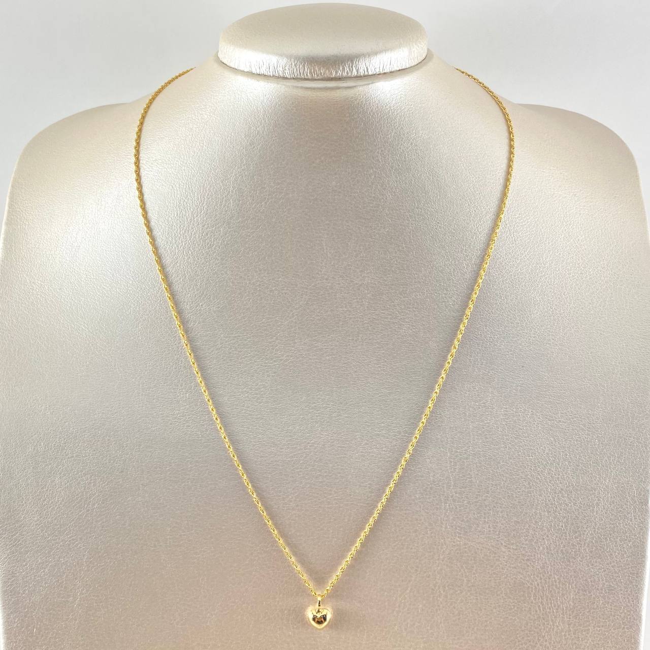 Set Cadena y Dije Lazo + Corazón Troquelado 1.4gr / Oro 18K