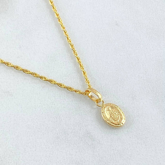 Chain and Pendant Set Bow + Miraculous Virgin 1.35gr / 18K Gold *