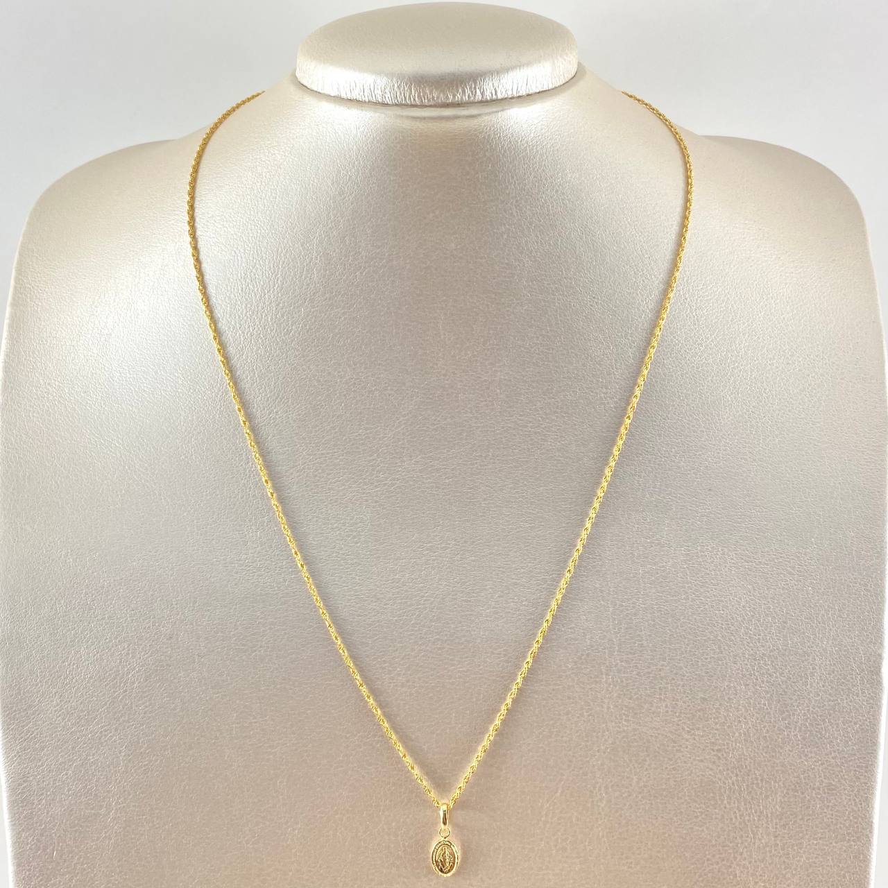 Chain Set and Pendant Bow + Miraculous Virgin 1.35gr / 18K Gold -