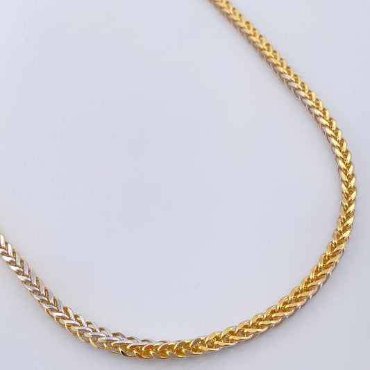 Cadena Franco 12.6gr / 25 1/2 in / 2.76mm Dos Oros Amarillo Blanco +3 18K $
