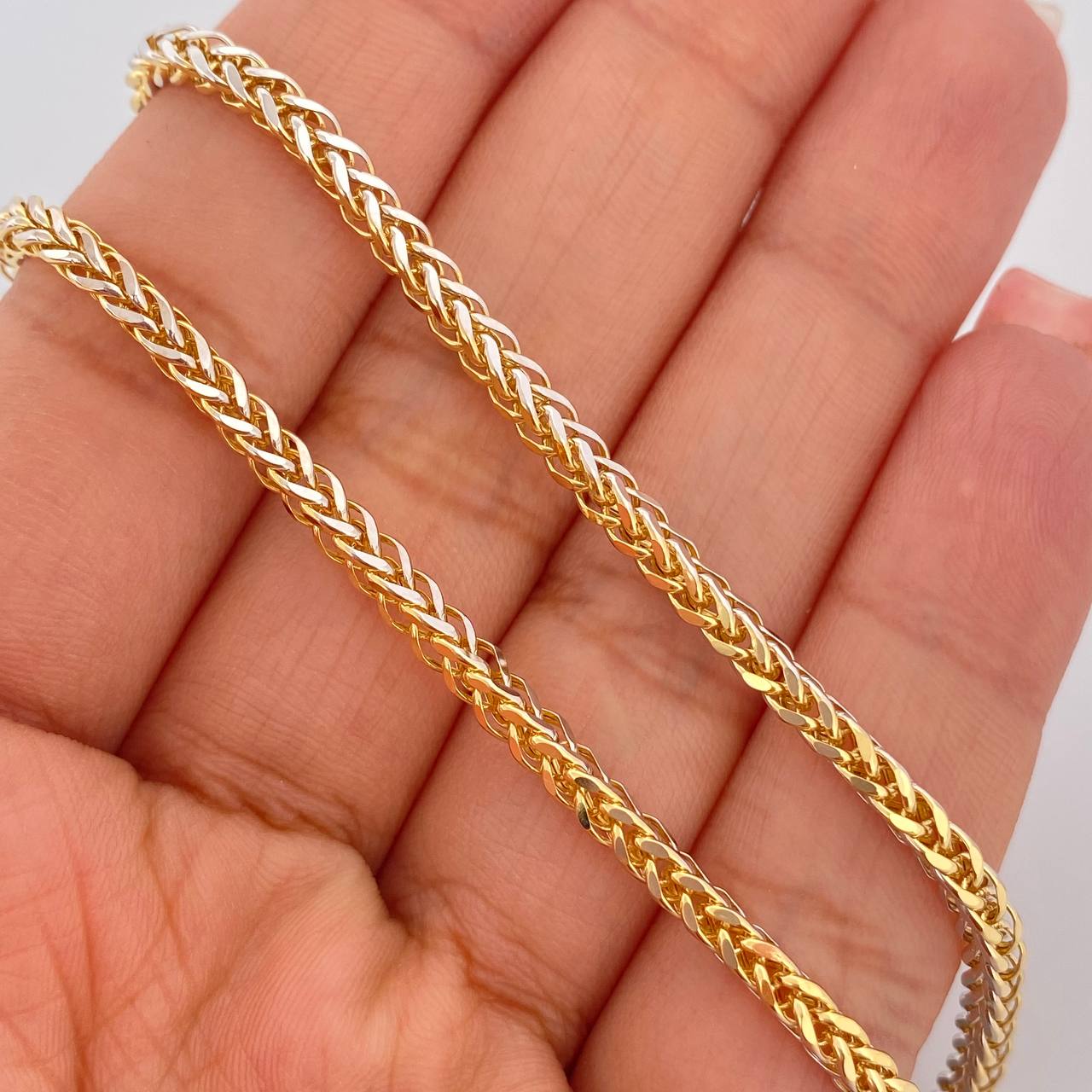 Cadena Franco 12.6gr / 25 1/2 in / 2.76mm Dos Oros Amarillo Blanco +3 18K $