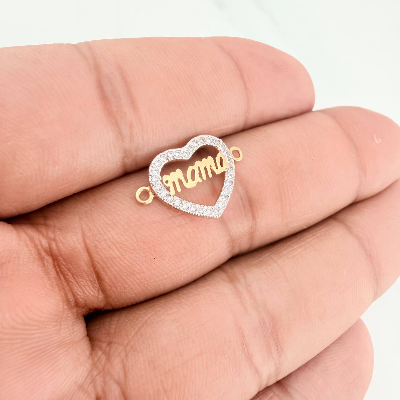 Herraje Corazon Mama 1.2gr / 3/4 in / Dos Oros Amarillo Blanco 18K %