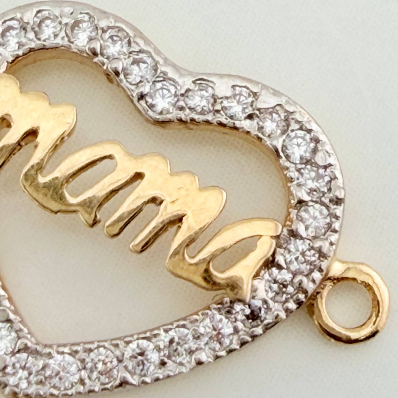 Herraje Corazon Mama 1.2gr / 3/4 in / Dos Oros Amarillo Blanco 18K %