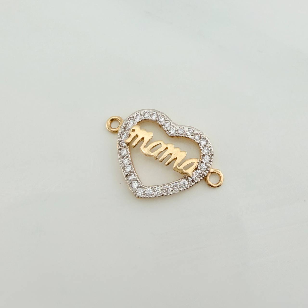 Herraje Corazon Mama 1.2gr / 3/4 in / Dos Oros Amarillo Blanco 18K %