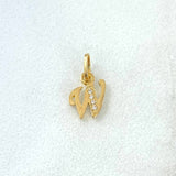 Pendant Letter W Italic 0.4gr / 1.2cm / White Zircons Yellow Gold