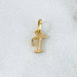 Pendant Letter T Italic 0.25gr / 1.1cm / White Zircons Yellow Gold
