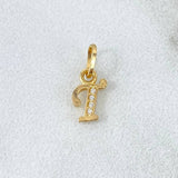 Pendant Letter T Italic 0.25gr / 1.1cm / White Zircons Yellow Gold