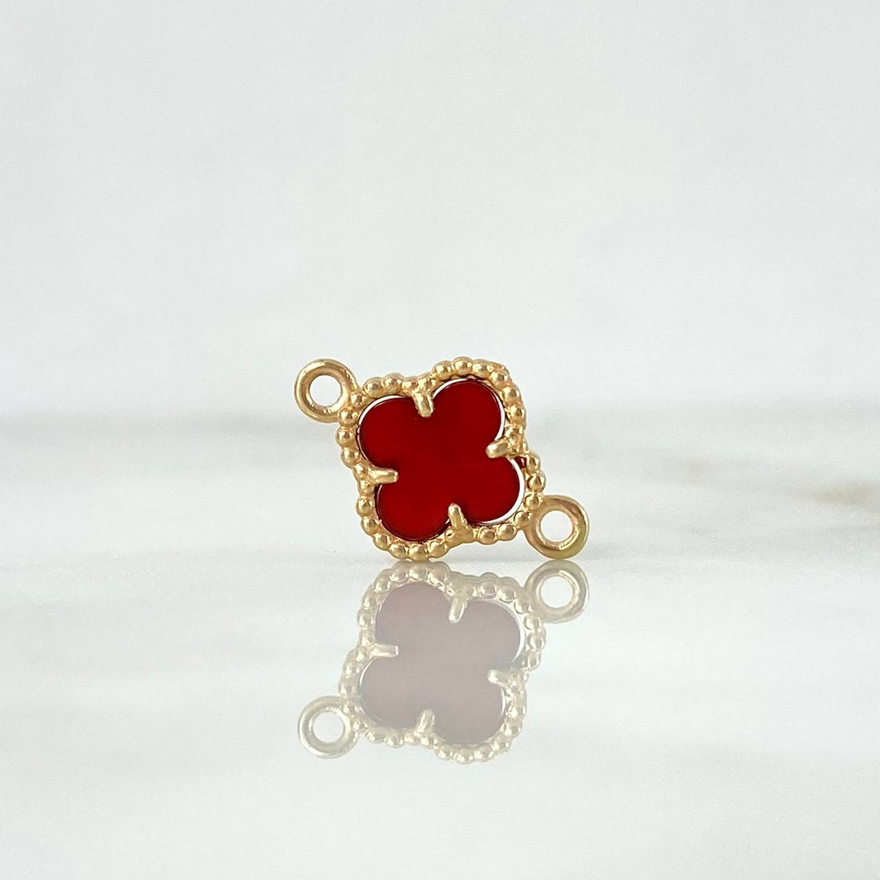 Charm Clover VCyA 1.25gr / 1.5cm / Red Amber Dotted Yellow Gold ©