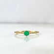 Solitaire Ring Solitaire Filigree 1.3gr / Size 7 / Emerald 21pts - White Diamonds 8pts Yellow Gold (Jewel)