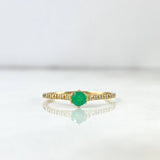 Solitaire Ring Solitaire Filigree 1.3gr / Size 7 / Emerald 21pts - White Diamonds 8pts Yellow Gold (Jewel)