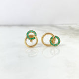 Topos Aros Superpuesto 3.2gr / Esmeraldas 84pts Broche Mariposa Oro Amarillo (Joya) ©